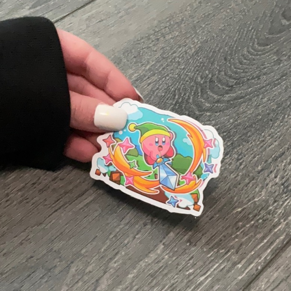 This is a four pack of Kirby stickers included with chocolate